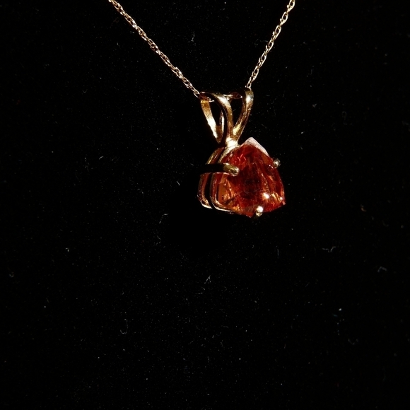 Oregon Sunstone Necklace 10K gold, 18" - Picture 1 of 13